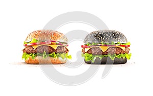Blank beef hamburger with cheese mockup, front view