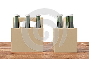 Blank beer packaging with green bottles