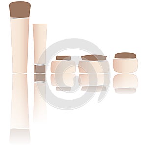 Blank beige cosmetics tubes isolated white