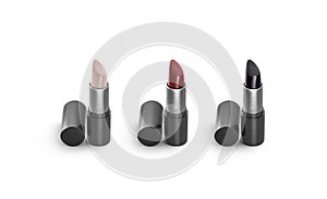 Blank beige, red and black opened lipstick tube mock up,