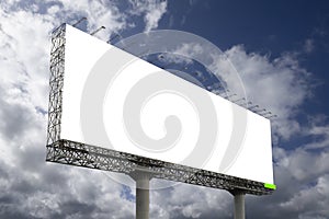 Blank big billboard against blue sky background,for your advertising,put your own text here,isolate white on board,clipping path