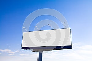 Blank big billboard over blue sky