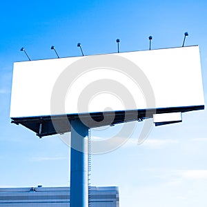 Blank big billboard over blue sky