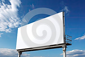 A blank billboard against a blue sky with clouds