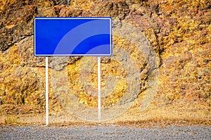 Blank billboard blue road sign.