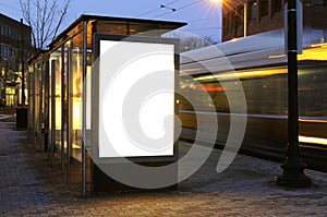 Blank Billboard on Bus Stop