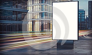 blank billboard in city night