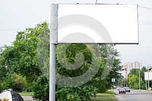 Blank billboard on a city street