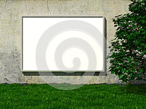 Blank billboard on concrete wall