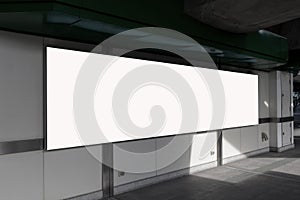 Blank billboard with copy space for your text message or content, advertising mock up banner of electric train, public information