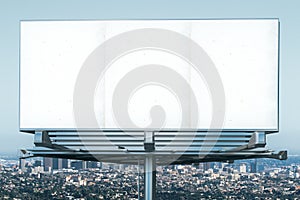 Blank billboard at megapolis city view backgound