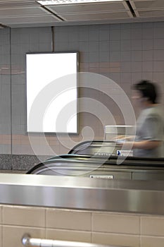 Blank billboard posters in the subway station for advertising