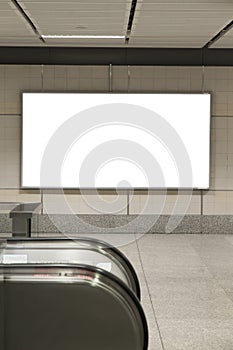 Blank billboard posters in the subway station for advertising