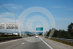 Blank billboard or road sign on the highway