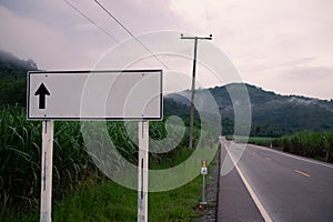 Blank billboard or road sign on highway