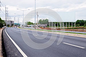 Blank billboard on the sideway in the park. photo