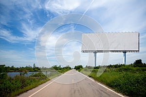 Blank billboard on the sideway in the park. image for copy space,