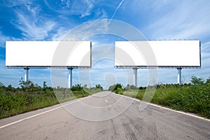 Blank billboard on the sideway in the park. image for copy space, advertisement, text and object.