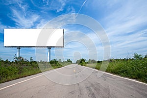 Blank billboard on the sideway in the park. image for copy space, advertisement, text and object.