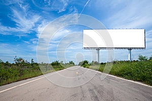 blank billboard on the sideway in the park. image for copy space, advertisement, text and object.