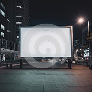 Blank billboard sign mockup in the urban environment, empty space to display your advertising or branding company.
