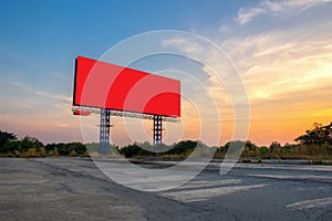 Blank billboard with sky at sunset