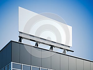 Blank billboard standing on the modern office building