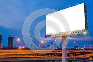 Blank billboard at twilight time for advertisement