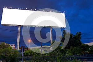 Blank billboard at twilight time ready for new advertisement