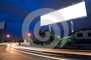 Blank billboard at twilight time ready for new advertisement