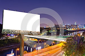 Blank billboard at twilight time ready for new advertisement