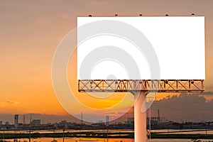 Blank billboard at twilight time ready for new advertisement