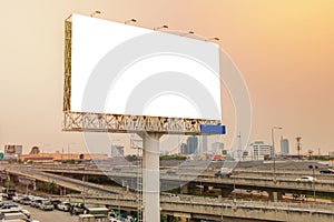 Blank billboard at twilight time ready for new advertisement