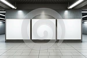 Blank Billboards in Subway Station