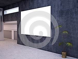 Advertising blank billbord poster in subway station or airport. 3d rendering illustration