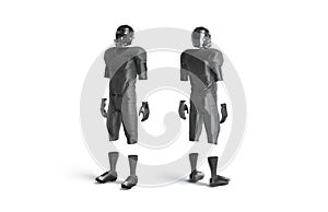 Blank black american football uniform mockup, side and back view