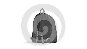 Blank black backpack with zipper mockup, looped rotation, 4k video