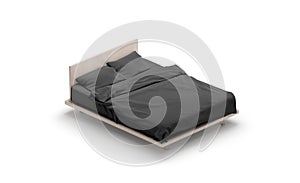 Blank black bed mock up, side view isolated,