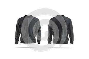 Blank black bomber jacket mockup, front and back view