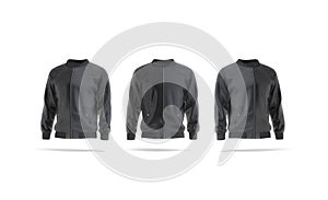 Blank black bomber jacket mockup, front and side view