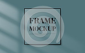 Blank black border frame on pastel blue background with shadow light window. Vector illustration