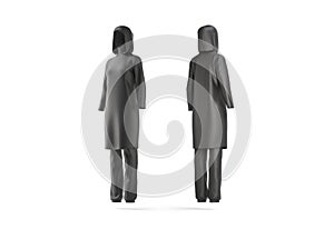 Blank black burkini mockup, back side view photo