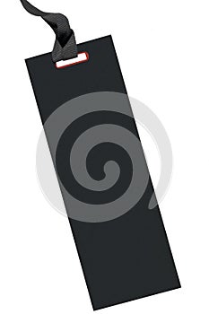 Blank Black Cardboard Sale Tag And String, Empty Square Price Label Background, Vertical  Large Detailed Hanging Badge