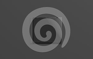 Blank black closed disk cover mockup, isolated on dark background