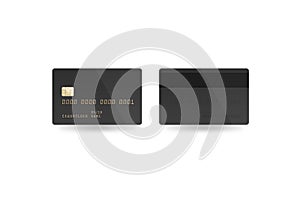 Blank black credit card mockup isolated, clipping path,