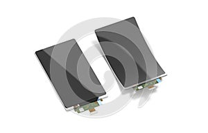 Blank black flexible flat and curved rectangular display mockup, isolated