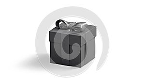 Blank black gift box with ribbon bow mockup, looped rotation