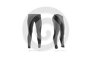 Blank black leggings mockup, front and side view, isolated. photo