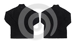 Blank black long sleeve t shirt mock up template, front and back view isolated on white background with clipping path.