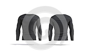 Blank black longsleeve t-shirt mock up, front and back view